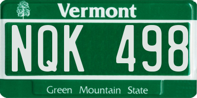 VT license plate NQK498