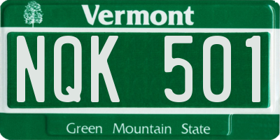 VT license plate NQK501
