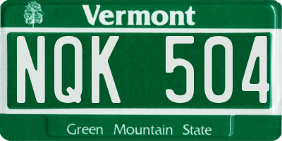 VT license plate NQK504