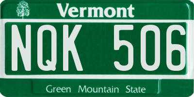 VT license plate NQK506