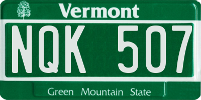 VT license plate NQK507