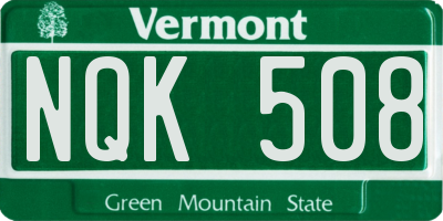 VT license plate NQK508