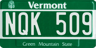 VT license plate NQK509