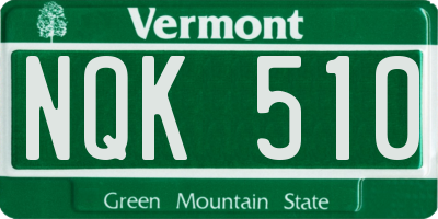 VT license plate NQK510