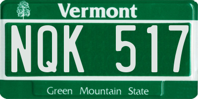 VT license plate NQK517