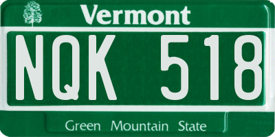 VT license plate NQK518