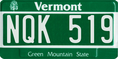 VT license plate NQK519