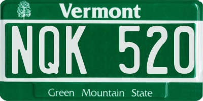 VT license plate NQK520