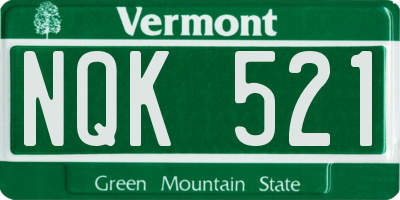 VT license plate NQK521