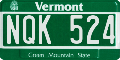 VT license plate NQK524