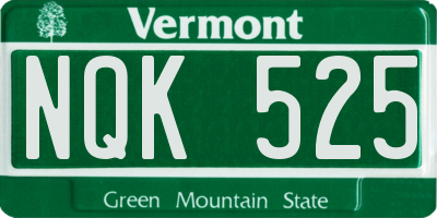 VT license plate NQK525
