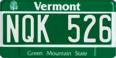 VT license plate NQK526