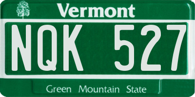 VT license plate NQK527