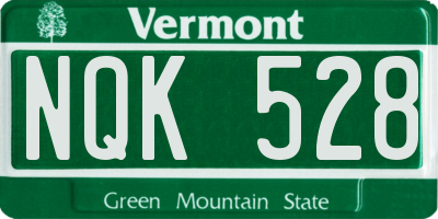 VT license plate NQK528