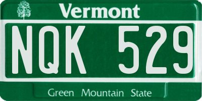 VT license plate NQK529