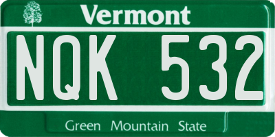 VT license plate NQK532