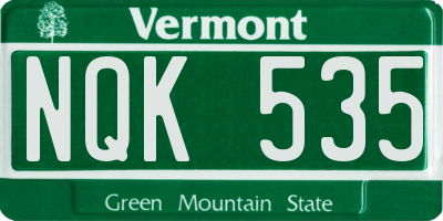 VT license plate NQK535