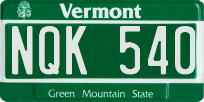 VT license plate NQK540