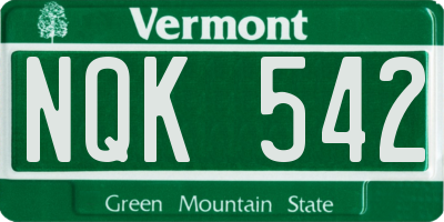 VT license plate NQK542