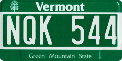 VT license plate NQK544