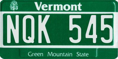 VT license plate NQK545