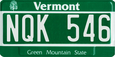 VT license plate NQK546
