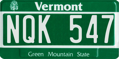 VT license plate NQK547