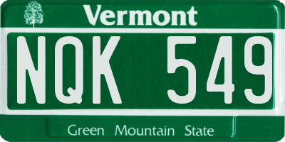 VT license plate NQK549
