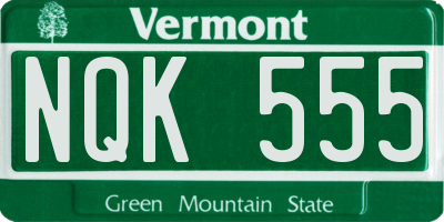 VT license plate NQK555