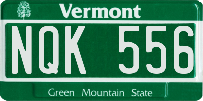 VT license plate NQK556