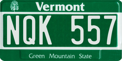 VT license plate NQK557