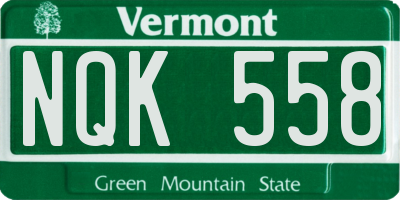 VT license plate NQK558