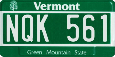 VT license plate NQK561