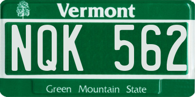 VT license plate NQK562