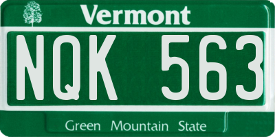 VT license plate NQK563