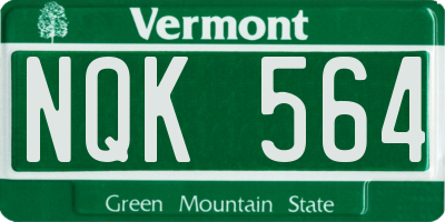 VT license plate NQK564