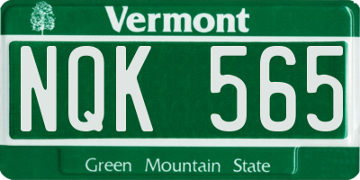 VT license plate NQK565