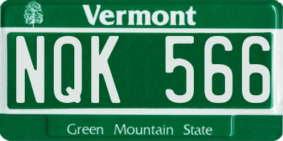 VT license plate NQK566