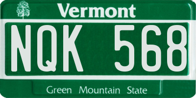 VT license plate NQK568