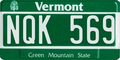 VT license plate NQK569