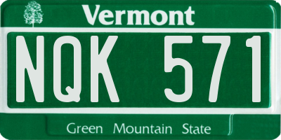 VT license plate NQK571