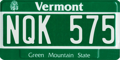 VT license plate NQK575