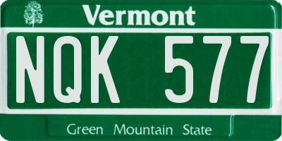 VT license plate NQK577