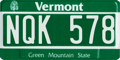 VT license plate NQK578