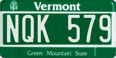 VT license plate NQK579