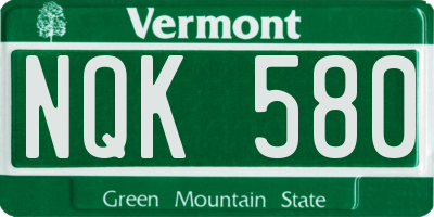 VT license plate NQK580