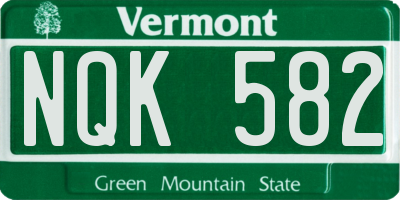 VT license plate NQK582