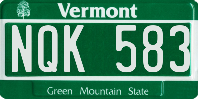 VT license plate NQK583