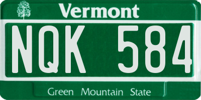 VT license plate NQK584