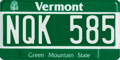VT license plate NQK585